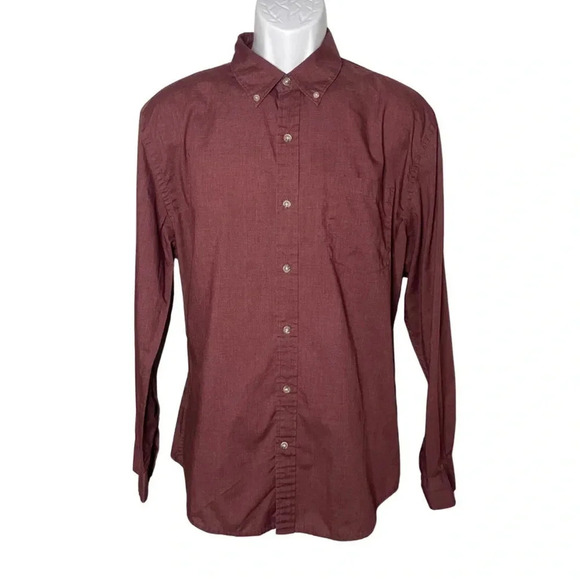 ST. JOHN'S BAY Men's Burgundy Button Down Shirt | Classic Fit | Long Sleeve - Picture 9 of 10